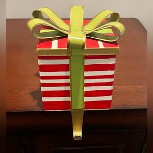Ballard Designs Gift Box Stocking Holder, Red and White Stripes